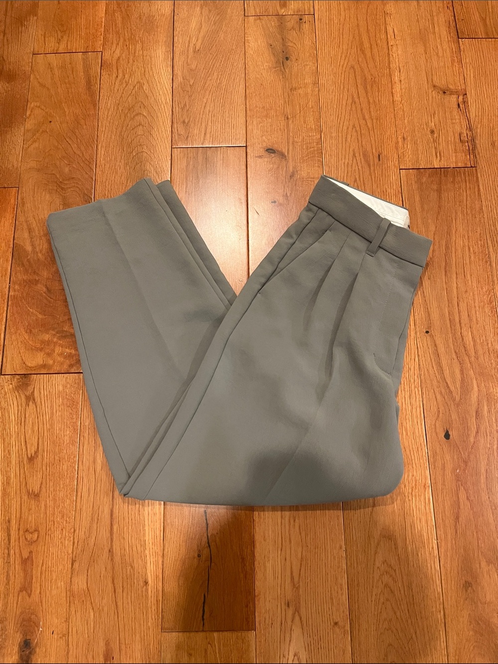 Aritzia NWOT Wilfred Carrot Pants Crepette Pleated Trousers in Basalt Gray